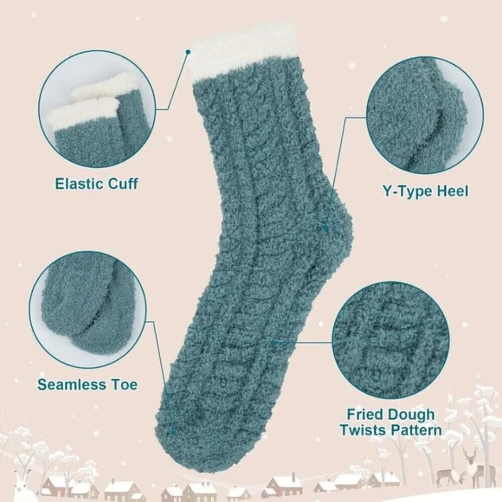 7-Pair Women’s Fuzzy Socks Cozy Fluffy Warm Christmas Gift Set